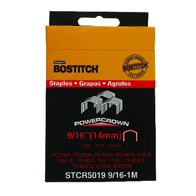 Bostitch STCR50199/16-1M PowerCrown Wide Crown Staples, 18 Ga., 7/16 In. W, 5000 Pk