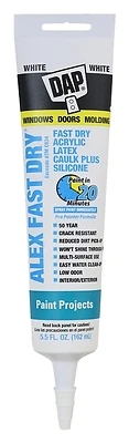 DAP Alex 18408 Fast Dry Acrylic Latex Caulk, White, 5.5 oz