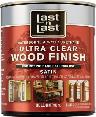 Satin Clear Waterborne Wood Finish 1 Quart - Ultra Clear Polycrylic