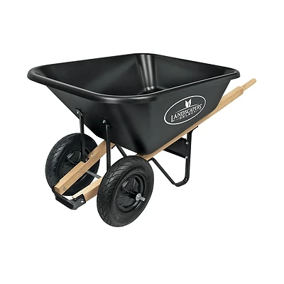Landscapers Select 34565 Poly Wheelbarrow, 8 Cu Ft, 2-Wheel, 16 In Pneumatic Tires