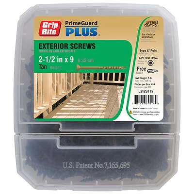Grip-Rite #9 x 2-1/2-in Gold Polymer Deck Screws (433-lbs)