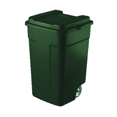Rubbermaid FG285100EGRN Roughneck Trash Can, 50 Gal, Green, Wheeled with Lid