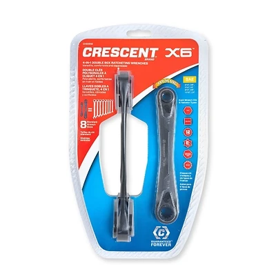 Crescent CX6DBS2 2-Pc. Spline Ratcheting SAE Wrench Set, Black