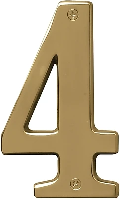 5 Inch Polished Brass Dimensional House Number 4 - High Quality