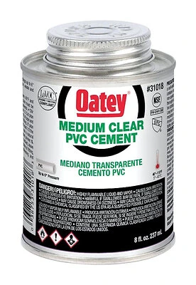 Oatey 31018 PVC Cement, Clear, Medium Bodied, 8 Oz