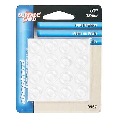 Shepherd 9967 Vinyl Self-Adhesive Bumper Pads, 1/2 In. Round, 16-Pack