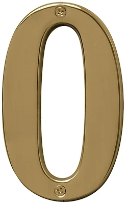 5 Inch Polished Brass Dimensional House Number 0