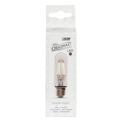 Feit Electric T10/CL/VG/LED LED Bulb, 40W Equivalent, Dimmable, Clear