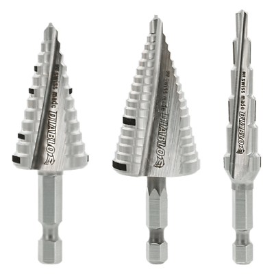 M2 Steel Impact Strong Step Drill Bit Set Hex Shank 3 Pieces