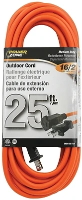 PowerZone OR481625 SJTW Outdoor Extension Cord, 16 AWG, 25 Ft, Orange