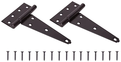 Heavy-duty T-hinge, 6 Inch Length, Steel, Fixed Pin, Black Finish