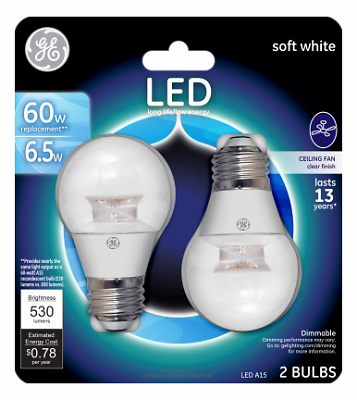 LED Light Bulb, Soft White, Dimmable, 530 Lumens, 7-Watt, 2-Pk.