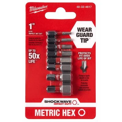 Milwaukee Shockwave 48-32-4617 Impact Bit Set, 1 In., Steel, 8-Piece
