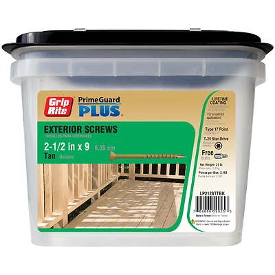 Grip-Rite PrimeGuard Plus #9 x 2-1/2-in Tan Polymer Deck Screws (25-lbs)