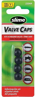 Slime 22049 Plastic Tire Valve Caps, Black, 4-Pack