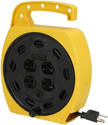 PowerZone ORCR220625 Cord Reel, 25 Ft 16/3 SJT, 4 Outlets