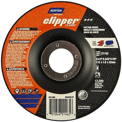 Clipper 4-1/2 In. D X 7/8 In. Aluminum Oxide Cut-off Wheel 1 Pk