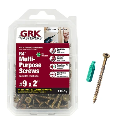 GRK Fasteners 103099 #9 x 2 In. Star Drive Bugle Head Wood Screws, 110-Pack