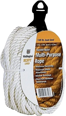 1/4 In. Diameter X 50 Ft. Length White Twisted Nylon Rope