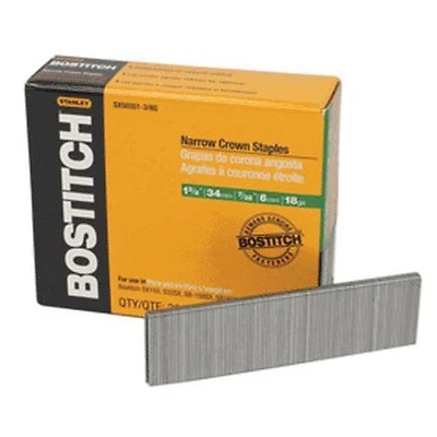 Bostitch SX503513/8SS1M Narrow Crown Staples, 7/32 in. W x 1-3/8 in. L, 18 Ga., 1000-Pack