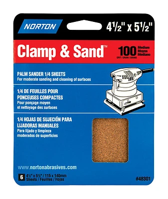 Norton MultiSand 4-1/2 x 5-1/2-Inch 100-Grit Sanding Sheets, 6-Pack