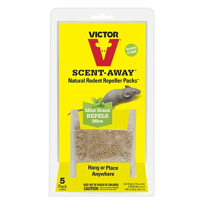 Victor Scent-Away Natural Rodent Repeller, Peppermint Oil, 5-Pack