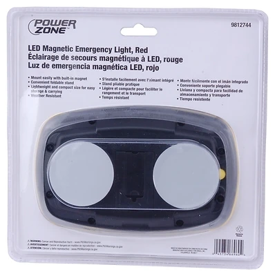 PowerZone 35706 Magnetic Emergency LED Light, Red Reflector, 45 Lumens