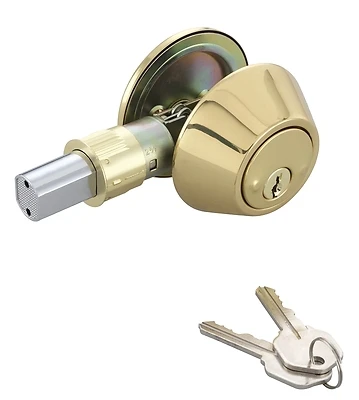 Prosource T-D101PB Single Cylinder Deadbolt, Polished Brass, KW1