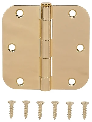 3.5 X 3.5 Inch Bright Brass Door Hinge - Steel Construction