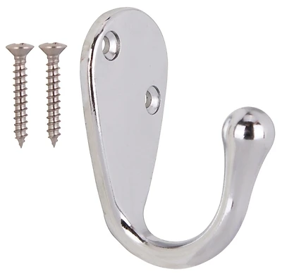 H63ch-ps Single Robe Hook, Chrome Plated, Die-cast Zinc Construction