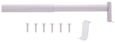 Adjustable Closet Rod 72-120 Inch Steel White With Central Support