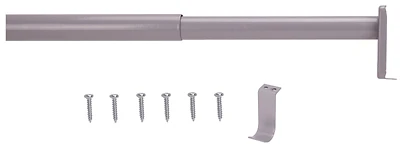Adjustable Closet Rod 72-120 In. Silver Steel With Central Support