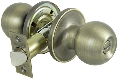 Prosource T3810V-PS Privacy Door Knob, Antique Brass, Adjustable Latch