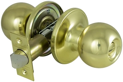 ProSource T3710V-PS Privacy Door Knob Lockset, 6-Way Adjustable Latch, Polished Brass