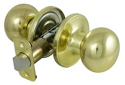 ProSource T9730BRA4V Polished Brass Passage Knob Set, Adjustable Backset