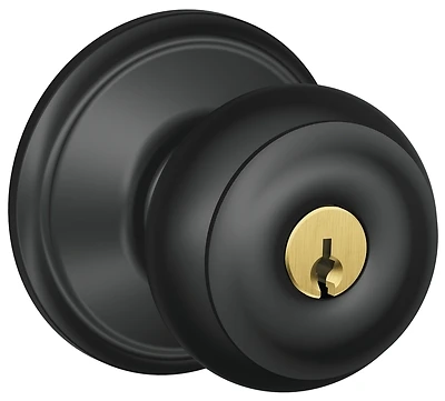 Georgian Keyed Entry Knob In Matte Black - Model F51ageo622