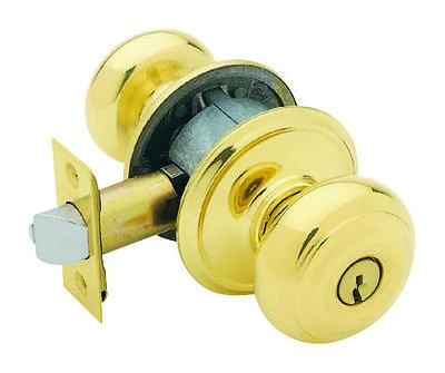 F51a Geo 505 Georgian Entry Knob Lock Set In Bright Brass Finish