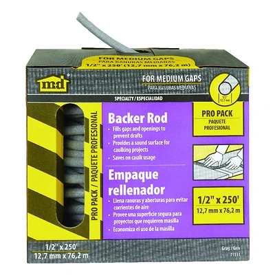 Gray Foam Caulk Backer Rod 250 Ft L X 1/2 In For Doors & Windows