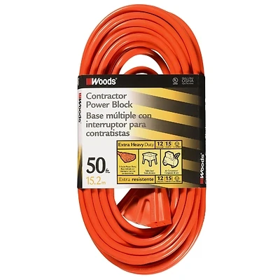 12/3 Sjtw 300 Volt 50 Ft. L Multi-outlet Power Cord