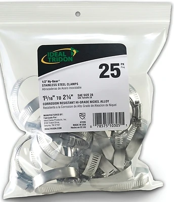 Hy Gear 1-5/16 To 2-1/4 In. Sae 28 Silver Hose Clamp, 25 Pk