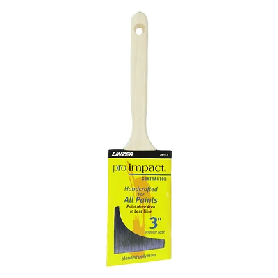Linzer 2870 Pro Edge 3 In. Angle Paint Brush, Polyester, Wood Handle
