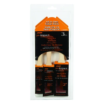 Linzer Pro Impact 3-Piece Paint Brush Set, 1, 1-1/2, 2 In.