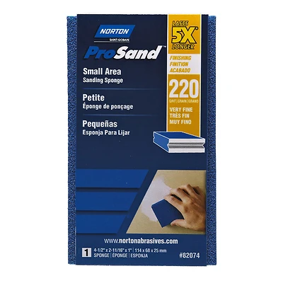 Norton ProSand 82074 Sanding Sponge, 220 Grit Extra Fine, 4.5 x 2.69 In.
