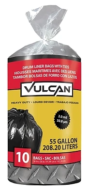 Vulcan FG-03812-09 Drum Liner, 55 Gallon, 2 Mil Poly, Black