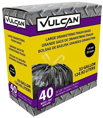 Fg-o3812-03 33 Gallon Black Drawstring Trash Bags, 40 Count