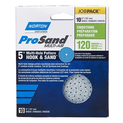 Norton ProSand 07660703221 Ceramic Hook and Loop Sanding Disc, 120 Grit, 5 In., 10 Pk
