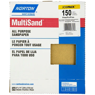 Multisand 11 In. L X 9 In. W 150 Grit Aluminum Oxide Sandpaper 25 Pk