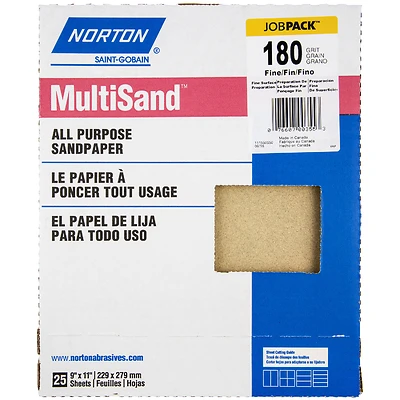 Multisand 11 In. L X 9 In. W 180 Grit Aluminum Oxide Sandpaper 25 Pk