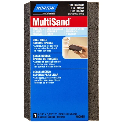 Norton MultiSand 7660700935 Sanding Sponge, 4-7/8 In. x 2-7/8 In., 80/120 Grit