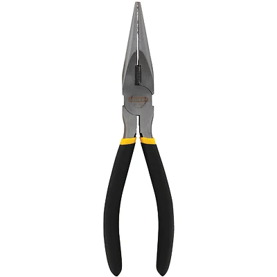 8 In. Steel Fixed Joint Long Nose Pliers, Model 84-102, Black/yellow, 1 Pk